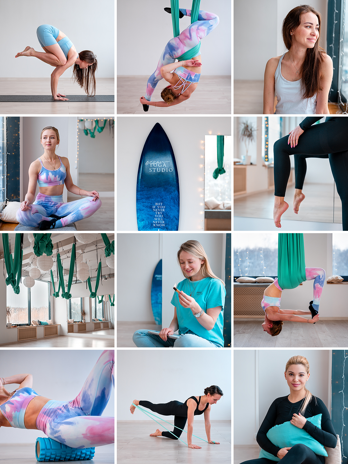 фотосессия для контента студии хатха йога пилатес растяжка стретчинг фитнес